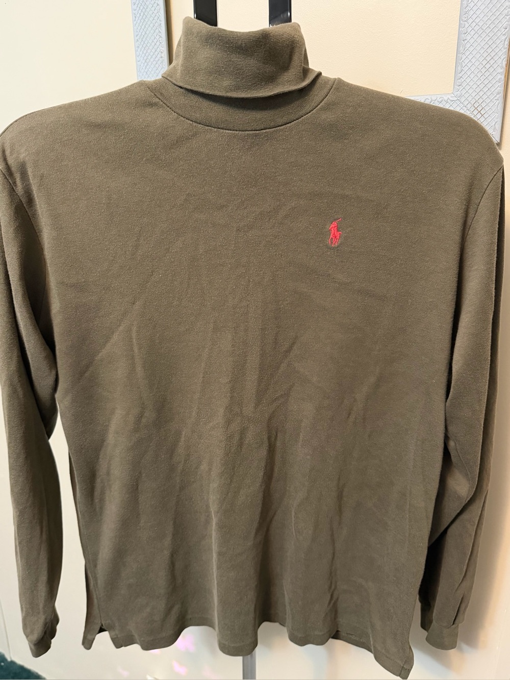 Vintage 90s Polo Ralph Lauren Olive Green Turtleneck - Made in USA - xl